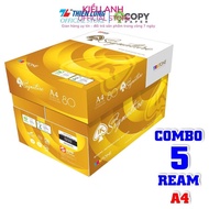 Combo 5 ream Giấy in A4 giấy photo cao cấp IK Signature 80gsm độ sáng cao ưu việt cho in 2 mặt 500 t