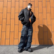 Red Carpet Show 3b Embroidered Nylon Loose Profile Bomber Zipper Padded Jacket Hooded Bomber Jacket 