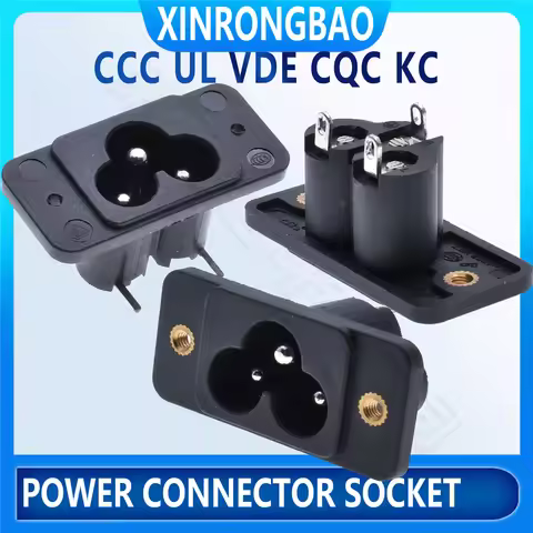 5PCS AC 2.5A 250V 3 pin voltage AC IEC 320 C6 male power socket connector 3pin black with Fixed with