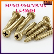 H68 Brass Cross Round Head Self-Tapping Copper Screws Furniture Self-Tapping Wood Screws M3/M3.5/M4/