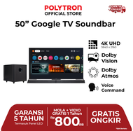 POLYTRON Smart Google TV 50 Inch Cinemax Soundbar 4K UHD PLD 50BUG5959