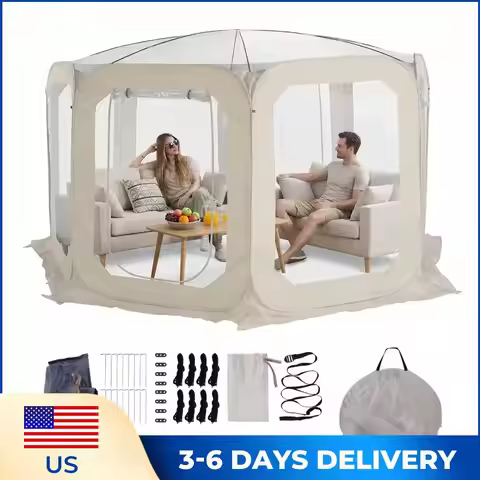 12x7FT Outdoor Clear Tent 6-8 Person Igloo Dome Pop Up Gazebo with Rain Cover & Storage Bag for Camp