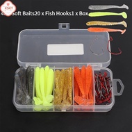 60pcs T-Tel Road Runner Fishing Rod Crank Set Fake Bait Tackle