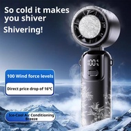 S17 Handheld Fan Kipas Mini Senyap Angin Kuat Dual Battery LED Display