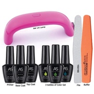 AS Gel Polish Set with 9w UV Lamp FREE Buffer and File