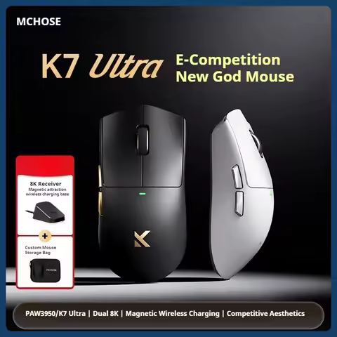 MCHOSE K7 Ultra Dual 8K Wireless Lightweight Gaming Mouse Flagship Sensor PAW3950 Suction Charging B
