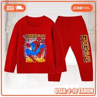 Baju Tidur Piyama Motif Spiderman Stelan Panjang Anak Laki Laki Ukuran S-XXL KS-31