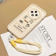 Case For OPPO Reno 12F 4G 12F 5G F27 5G Phone Coffee Dog Silicone Strap Soft Shell Shockproof