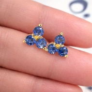 藍寶石純銀耳環 925 純銀 18K 白金鍍層