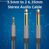 SUNSHINER 3.5mm To 6.35mm Audio Splitter Cable, Converter 2 in 1 3.5mm To 2 6.35mm Audio Cable, Y Sp