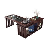 Rotating Solid Wood Small Apartment 1m Combination 1.2m Tea Table Boiled Water Tea Table Rubber Wood