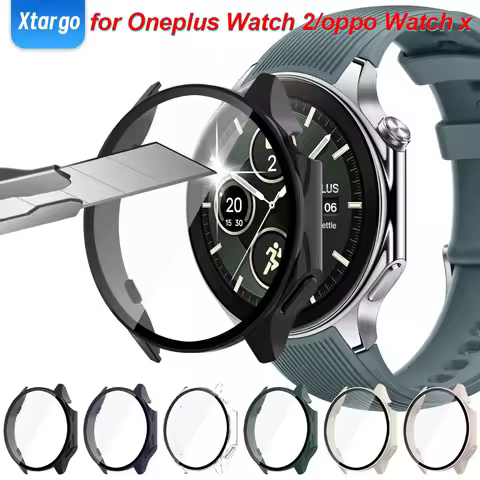 Tempered Glass+Case for OnePlus Watch 2 OPPO Watch X Hard PC Smartwatch Screen Protector Bumper Cove