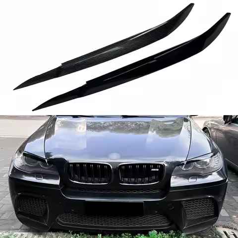ABS Gloss Black Headlight Evil Eyebrow Eyelids For BMW E71 E72 X6 30d 35d 35i 40d M50i M50d X6M 2008