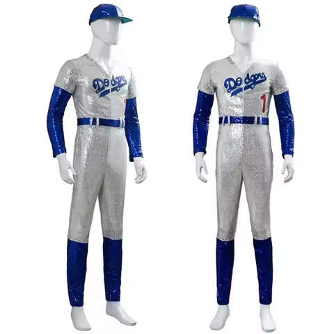 ❤o Lei 2026 New Cosplay Rocketman Elton John Dodgers Baseball Uniform Jumpsuit Hat Party s ★Hallowee