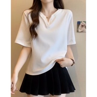 Big size v-neck short-sleeved loose shirt 40-120kg (h9)