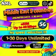 🔥NML Middle East: 5 countries eSIM 5G 3-30 Days Daily500MB-20GB High-Speed Unlimited Data eSIM ME | 