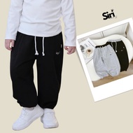 Elastic waist fish leather pants with elastic waistband, mixed colors, Hey unisex embroidered patter