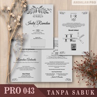 (100 PCS) PRO 043 Lipat 2 Plus Sabuk - Cetak Undangan Grayscale/Hitam Putih Variasi Sabuk Harga Mura