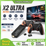 【MY STOCK】X2 Ultra Retro Game Console 4K HDMI Game Stick | 3000/4000 Games | 2 Wireless Controllers 