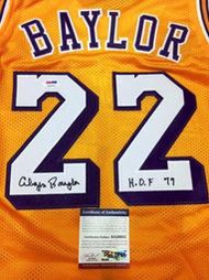 [J.K 收藏館 ] NBA  湖人隊Elgin  Baylor  11屆明星賽.1977年名人堂簽名球衣附PSA認證!