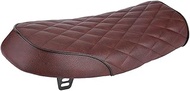 Vintage Flat Motorcycle PU Leather Seat, Cafe Racer Saddle Cushion with Diamond Texture, Waterproof 