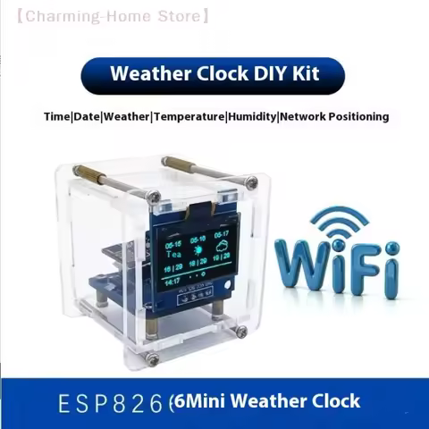 【M】1 Set WIFI Digital Clock ESP8266 Mini Weather Clock DIY Soldering Kit Electronic Multifunctional 