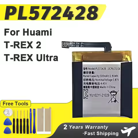 Brand-New 3.87V 500mAh PL572428 Battery For Huami T-REX 2 / T-REX Ultra Watch Bateria + Free Tools