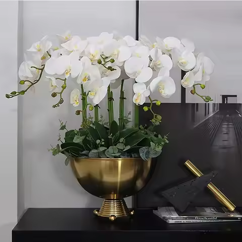 32" Artificial Butterfly Orchid Set Fake Latex Flowers 6 Pcs Artificial Orchid Stem Plants Real Touc
