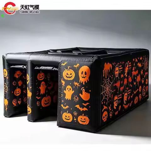 5x3m/6x4m/9x4m Customized Inflatable Halloween Maze Tag Black Inflatable Haunt House Sport Game with