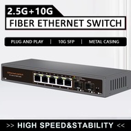 5 Ports 2.5G Ethernet Switch 2.5G RJ45 Gigabit Switch with 2*10G SFP Port for Camera/CCTV Security L