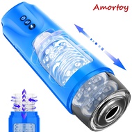 Free hands Male Masturbator Telescopic Rotation Blowjob Sucking Machine Soft Silicone Vagina Masturb