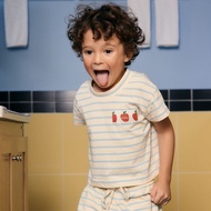 lookbookpetite buddy t-shirt blue stripe เสื้อยืดเด็ก รุ่น buddy ลายทางสีฟ้า– เสื้อผ้าเด็กผู้หญิง/เด