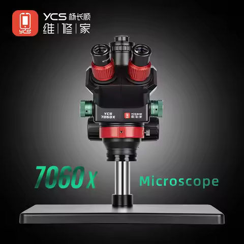 YCS 7060X Ultra HD Trinocular Microscope with Large Base 7-60X Zoom for Mobile Phone Motherboard Chi