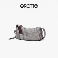[Tanabata Gift] GROTTO GROTTO Genderism Graystone Bag Small Pleated Genuine Leather Shoulder Messeng