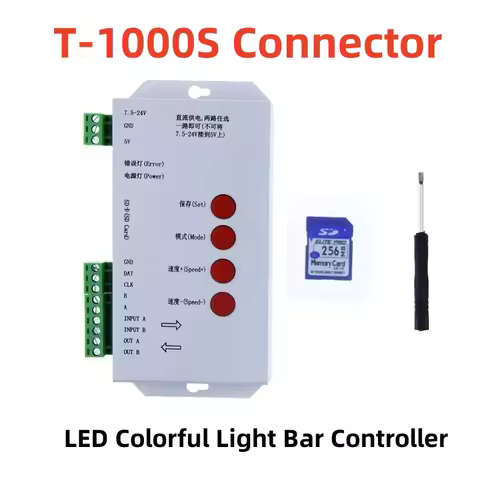 New T1000S SD Card RGB LED Controller Max 2048 Pixels DC5V~24V WS2812B WS2811 WS2815 LPD6803 SK6812I
