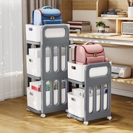 萬向滑輪置物架 置物架籃 收納盒 書包置物架櫃 家用桌邊可移動滑輪學生書架放書包書本小推車收納架