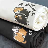 S~XL A BIG HUG Husky Orange Cat Pure Cotton Short T Couple [Y0905] MIT Wear Half-Sleeved T-Shirt Plu