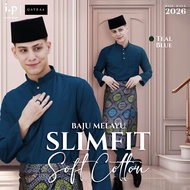 QAYRAA 2026🪔TEAL BLUE Baju Melayu Soft Cotton DEWASA Lelaki Slim Fit Cekak Musang Baju Raya Ayah- Si