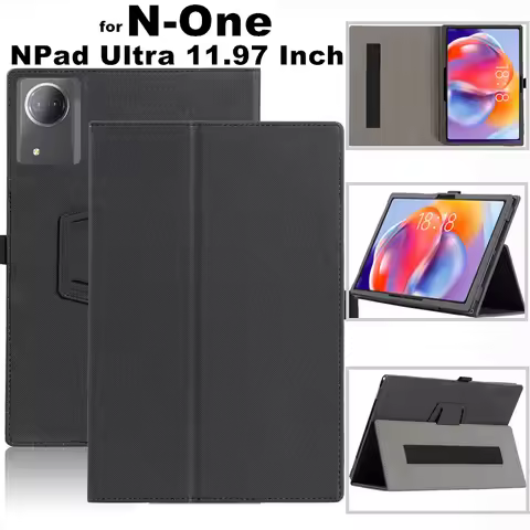 PU Leather Flip Book Funda for N-one NPad Ultra 11.97 Inch Case Tablet PC Cover with Hand Strap for 