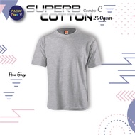 ASH GREY CT7109 100% SUPERB THICK COTTON ROUND NECK SHORT SLEEVE TSHIRT UNISEX MEN KEMEJA PLAIN KELA