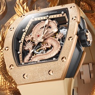 BONEST GATTI Men's Fashion Automatic Mechanical Watch Year Of The Dragon Dial Hollow Skeleton Luxury