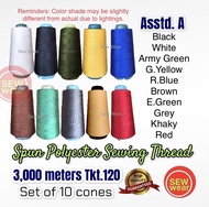 10’s Spun Polyester Sewing Thread Sinulid 3,000meters Tkt.120