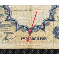 Malaya British Borneo Banknote 1 Dollar Year 1959 Prefix A8 ( Waterlow and Sons Printed) - Rare