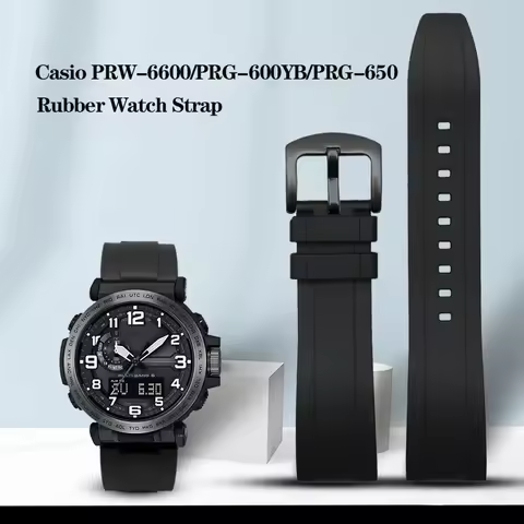 Rubber Watchband For Casio PROTREK Series PRW-6600 PRG-600Y PRG-650 PRG-600 Waterproof Sports 24mm Q