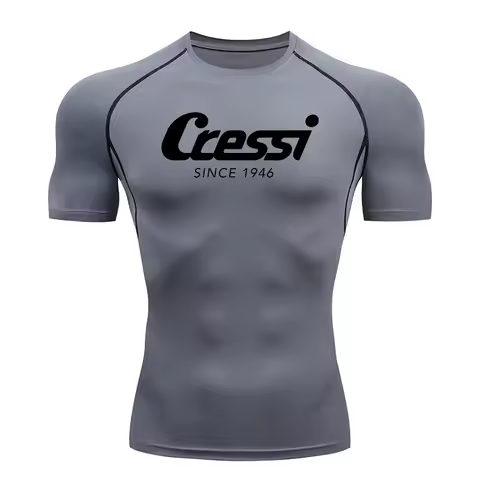 Men Surf Sunscreen Diving Suit Rash Protection t-Shirt Swimsuit Tight Short-Sleeved Swimming Floatin