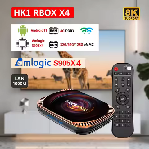 Android 11 HK1 RBOX X4 Smart TV Box Amlogic S905X4 2.4G/5G Dual WiFi 4K 8K 1000M 4G/32G/64G/128G Set