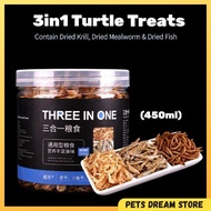 3in1 Turtle Food Treat Turtle Snack Dried Shrimp Dried Mealworm Dried Fish Turtle food protein suppl