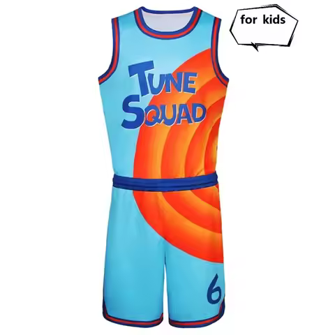 Space-Jam Basketball Jersey Tune-Squad #6 James Top Shorts Goon Squad Cosplay Costume Movie A New Le