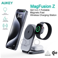 LC-MC312 AUKEY MagFusion Z Qi2 3in1 15W Foldable Magnetic Fast Wireless Charging Station