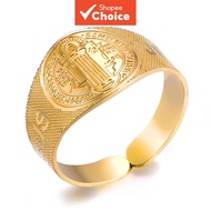 Fashionable Minimalist Christian Charm Wide Open Ring with Jesus Portrait Engraving, High-quality St